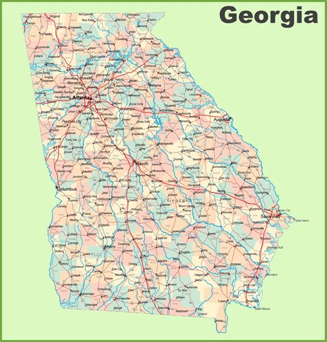georgia map with cities names